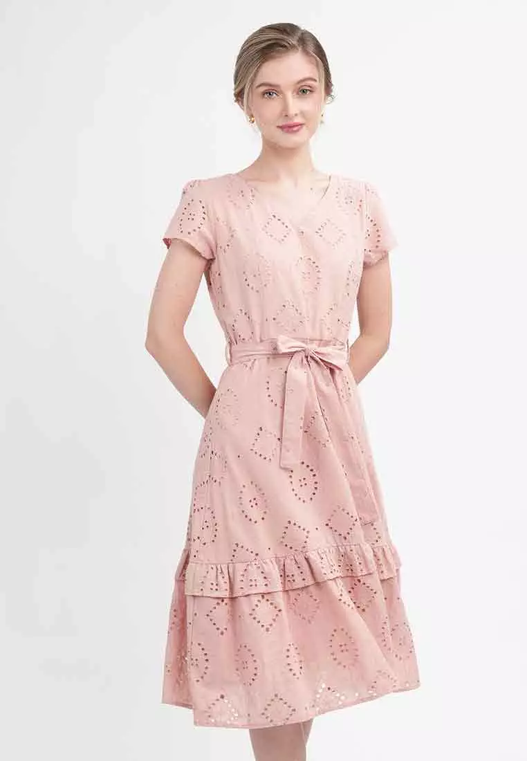 Elise Eyelet Tiered Midi Dress