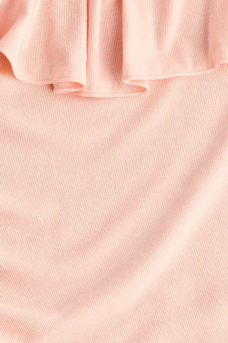 Flounce-trimmed one-shoulder top