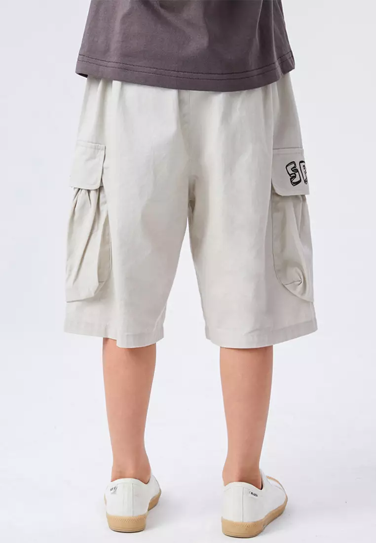 Graphic Printed Cargo Shorts With Double Pockets