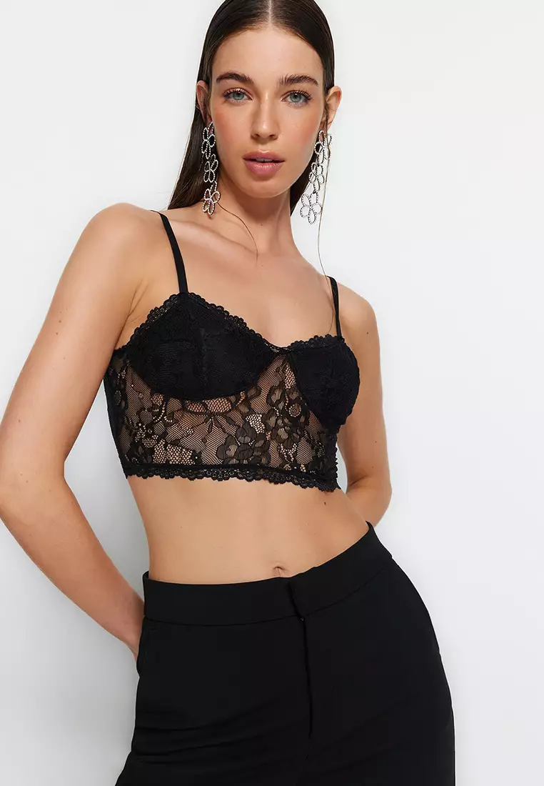 Buy Trendyol Black Seamless/Seamless Bustier with Straps Online