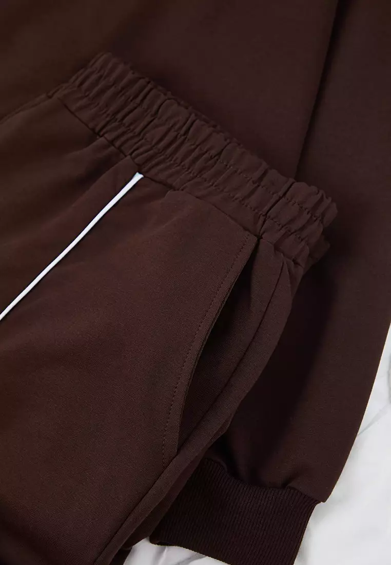 Brown 3 Pack T-Shirt Sweatshirt Sweatpants Set Tbbaw26Ts00010