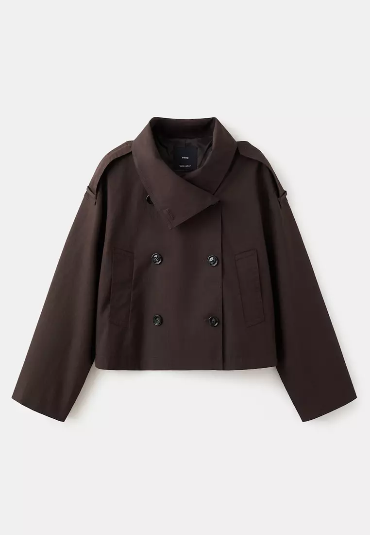 Double-Breasted Cropped Trench Coat