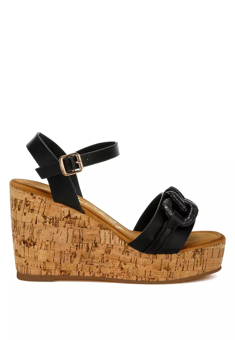 Discount on London Rag  shoes - SKU: Cushion Chain Pin Buckle Wedges in Black