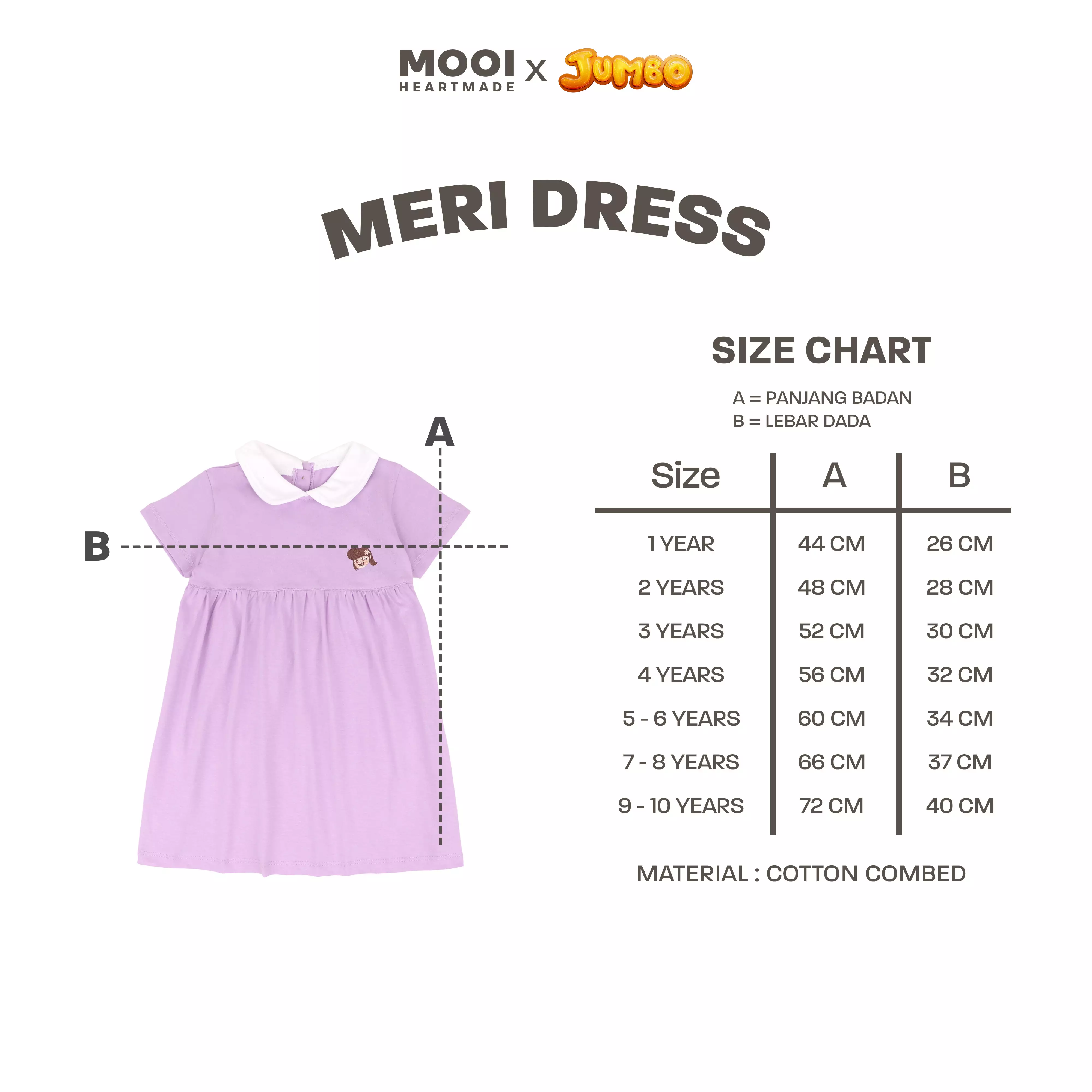 Mooi x Jumbo Dress Anak Perempuan Meri Dress - Pink Berry