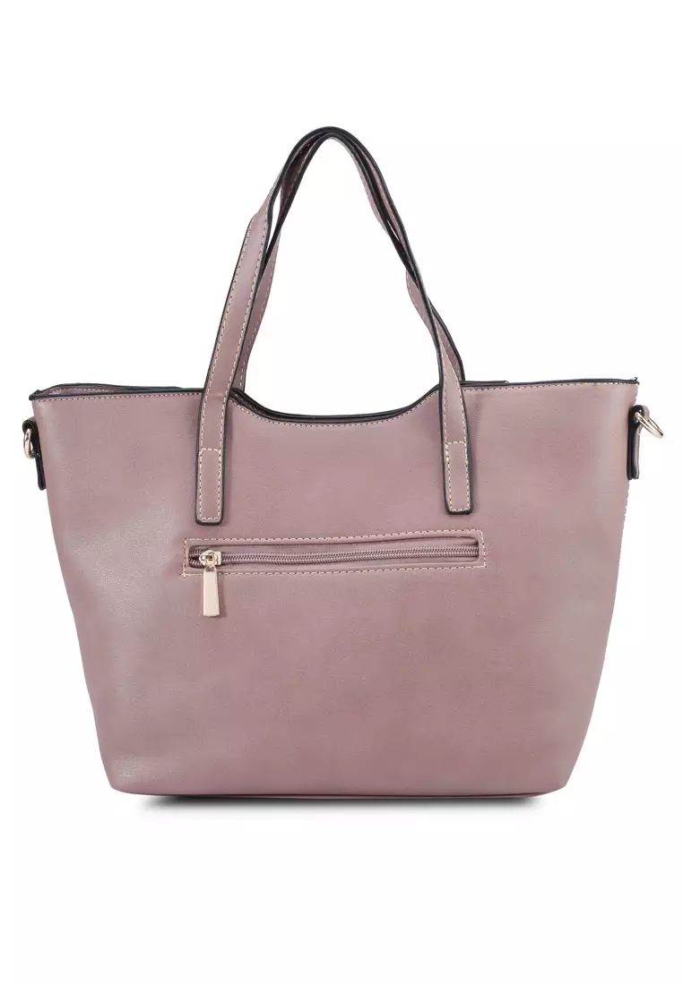 Debossed Convertible Top Handle Bag