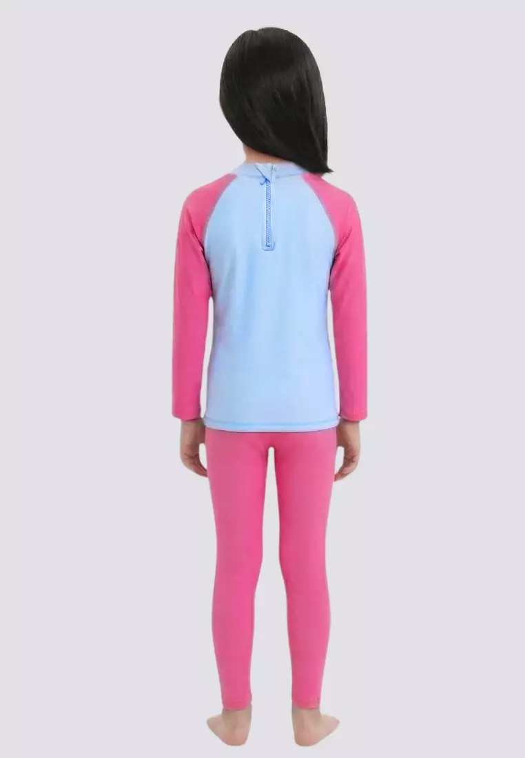Long Sleeved Rashguard Leggings Set UPF 50 Protection Swimwear for Kids Girls