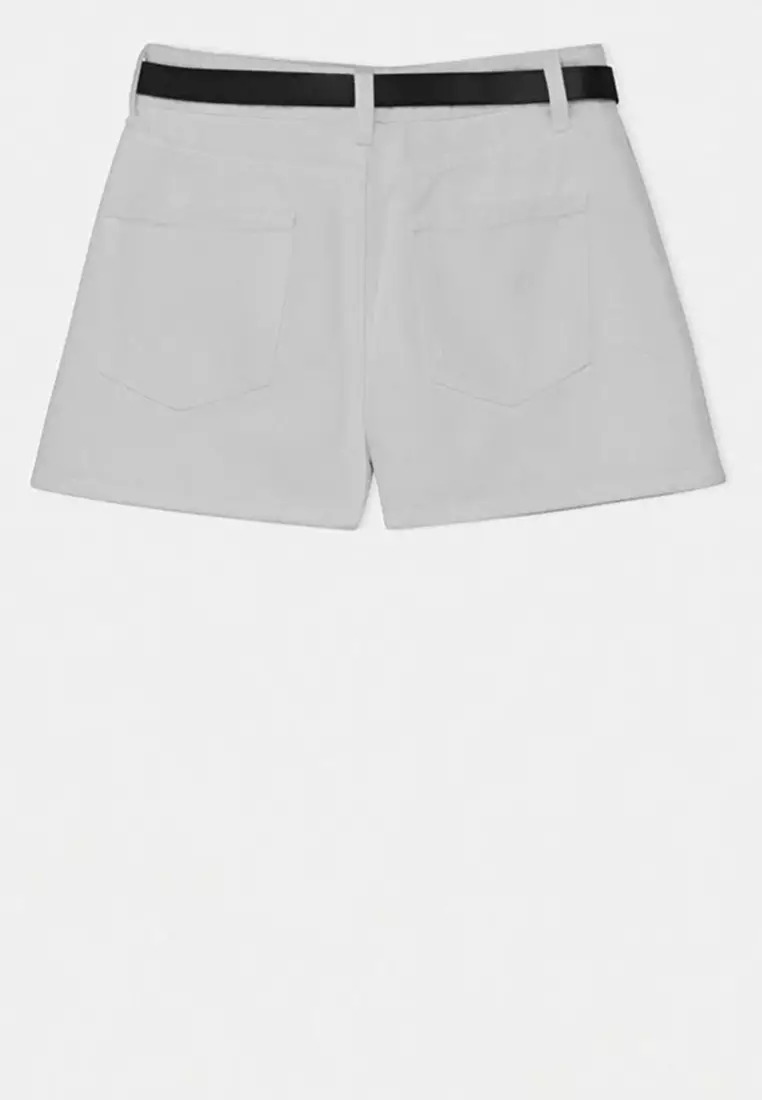 White Belt Detailed Denim Skirt With Skirt-Like Back Detail Twoaw26Sr2