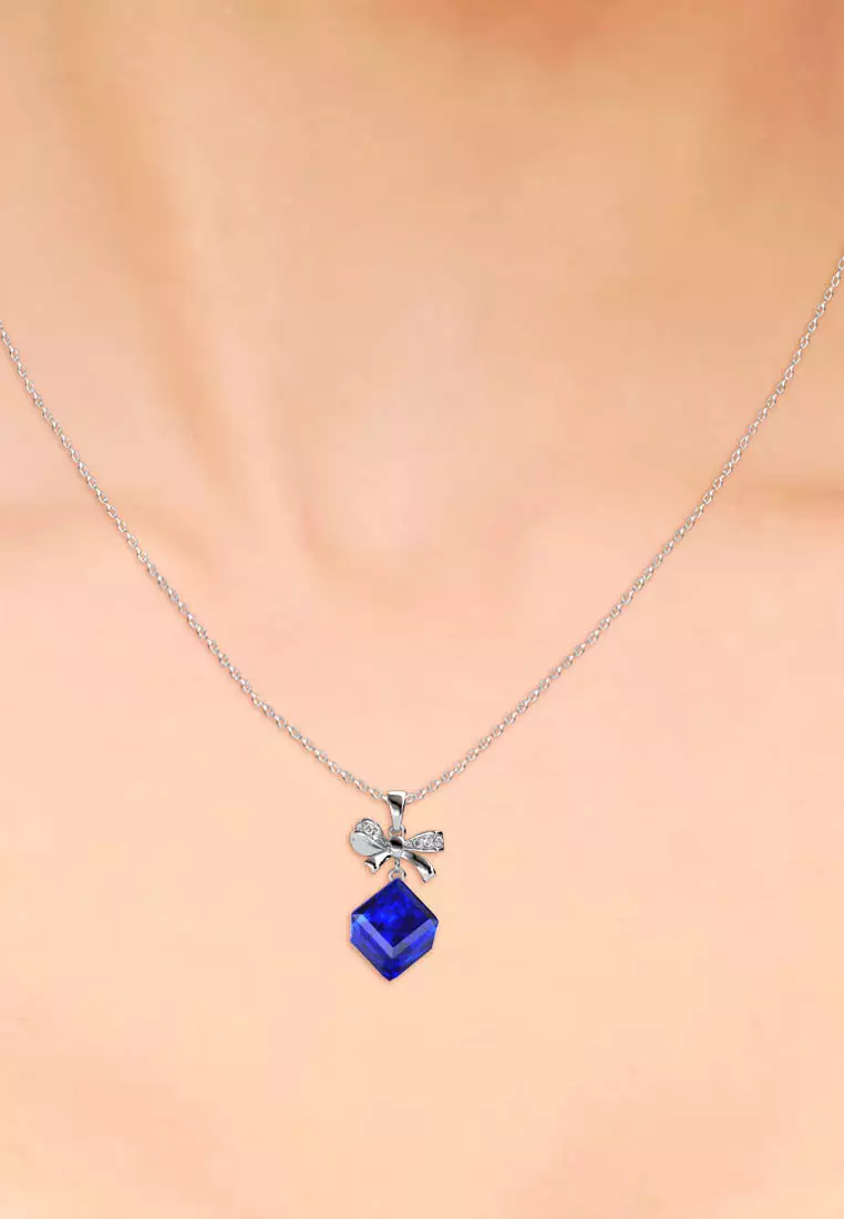 Square Cerulean Pendant‏ Blue - Kalung Crystal Swarovski by Her Jewellery