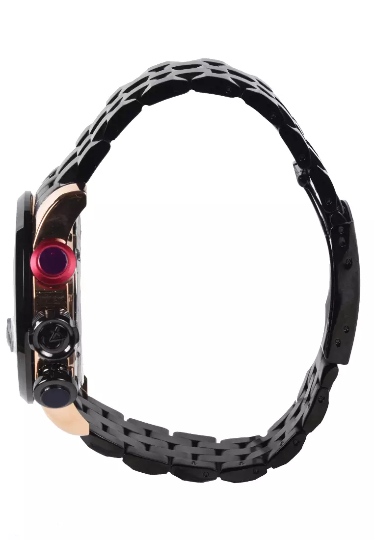 Alexandre Christie - Chronograph Watch - Rosegold - Black Stainless Steel Bracelet - 6163MCBBRBARE