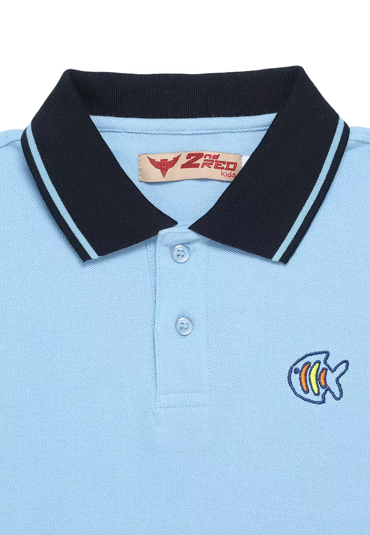 Kaos Polo Anak Laki Biru Muda - ACTIVE