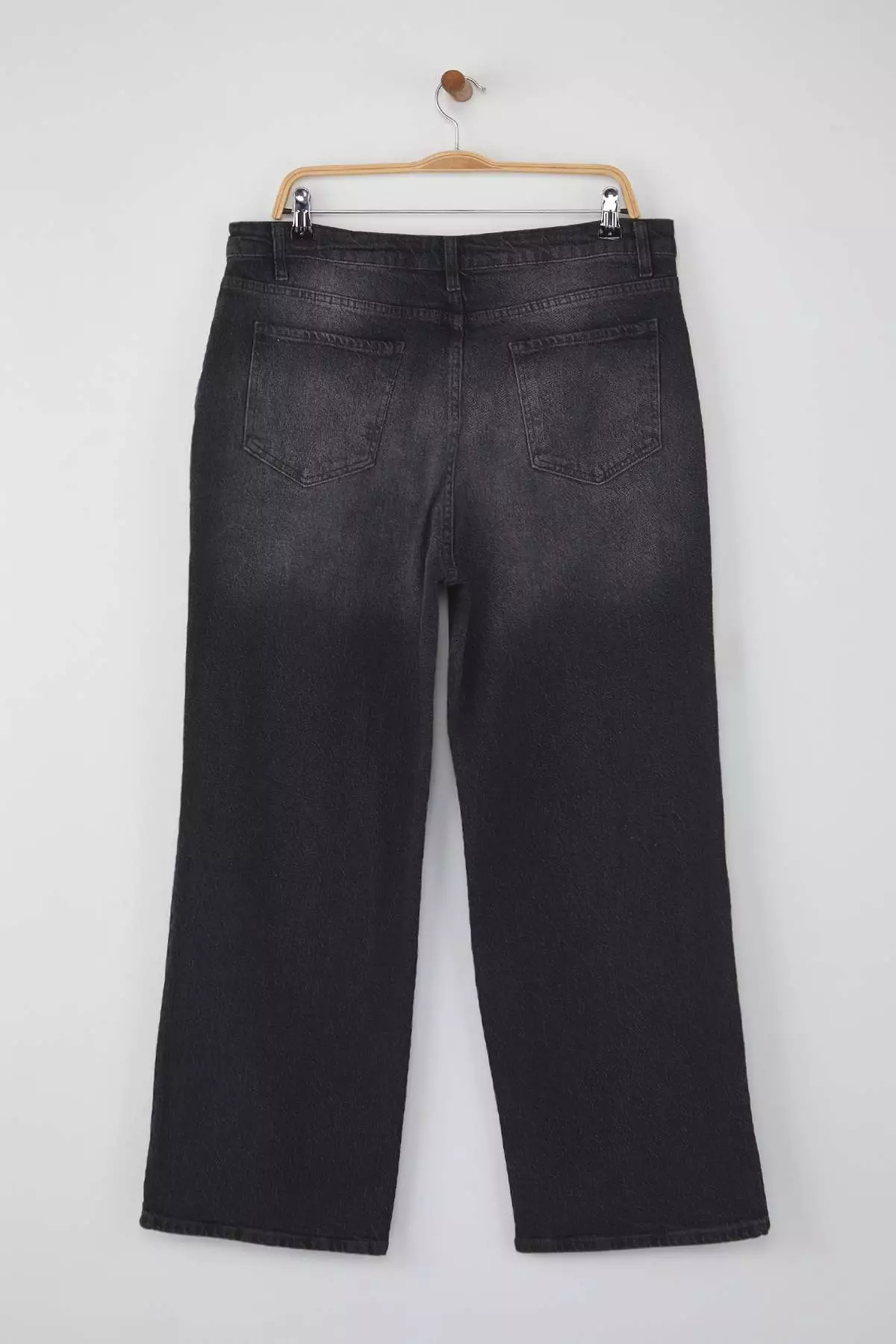 Anthracite High Waist Wide Leg Plus Size Wide Leg Jeans Tbbaw23Cj00020