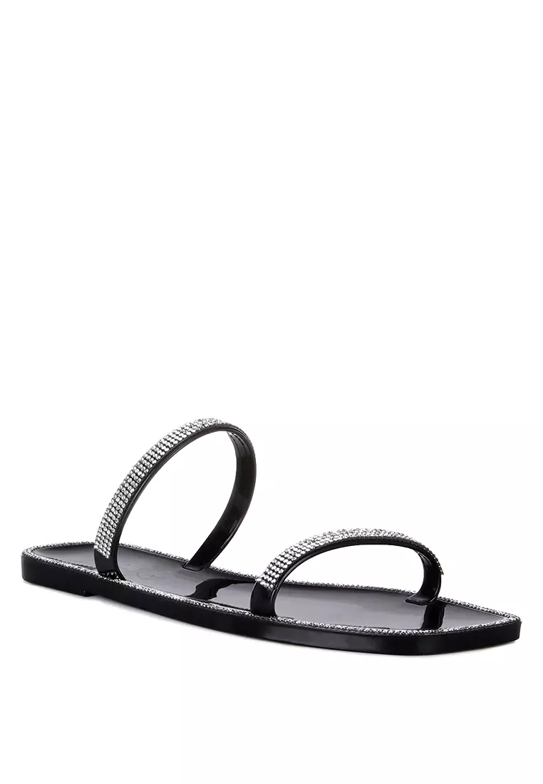 Buy London Rag Black Diamante Detail Jelly Flats Online ZALORA