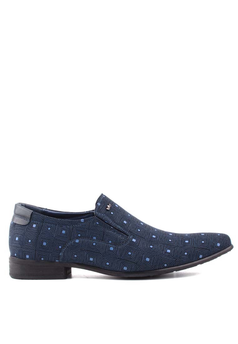 LR LARRIE Men Dark Blue Trendy Full Patterned Business Shoes