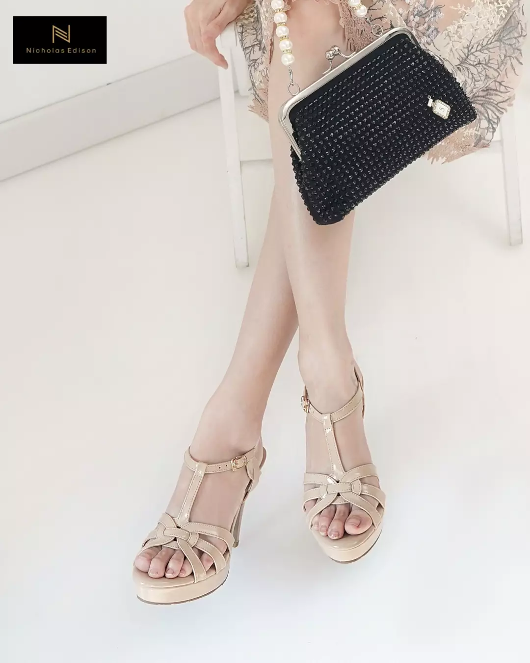 Nicholas Edison Heel Caroline Beige