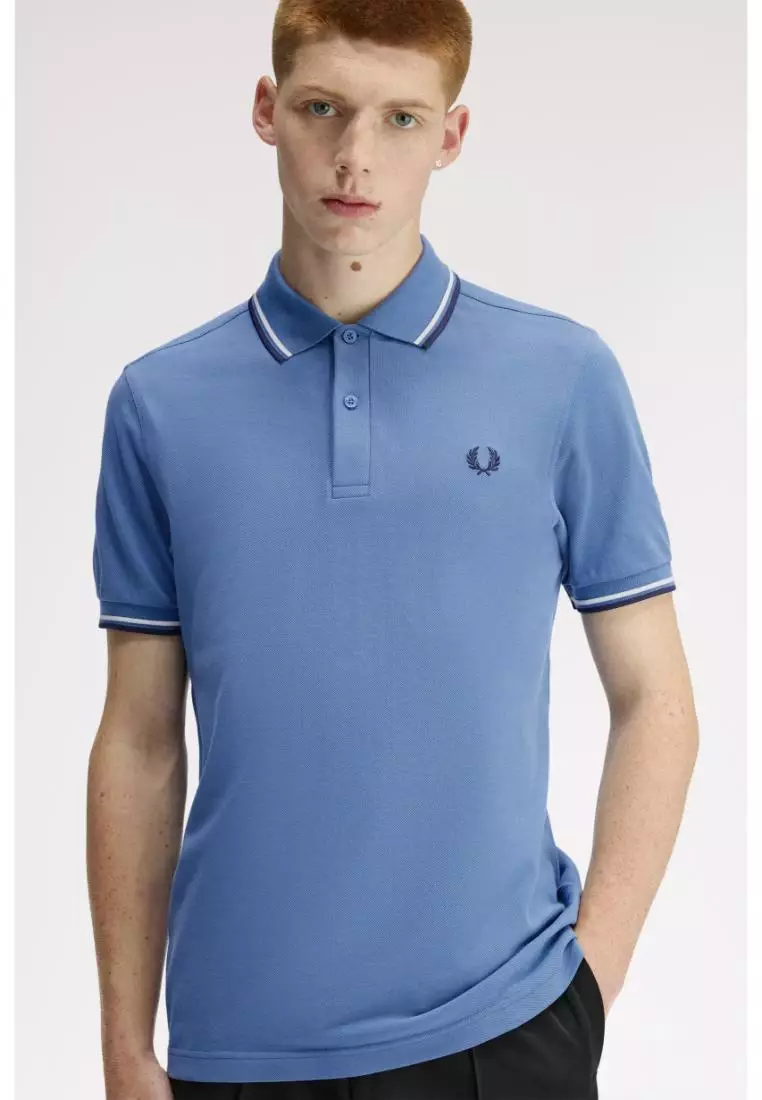 Fred Perry M3600 Twin Tipped Fred Perry Shirt (Ace Blue / Snow White / Tennis Blue)
