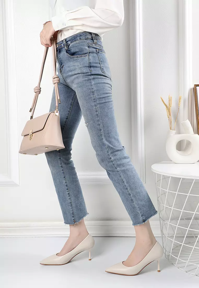 6.5CM Microfiber Leather Pointy Pumps 2065-2