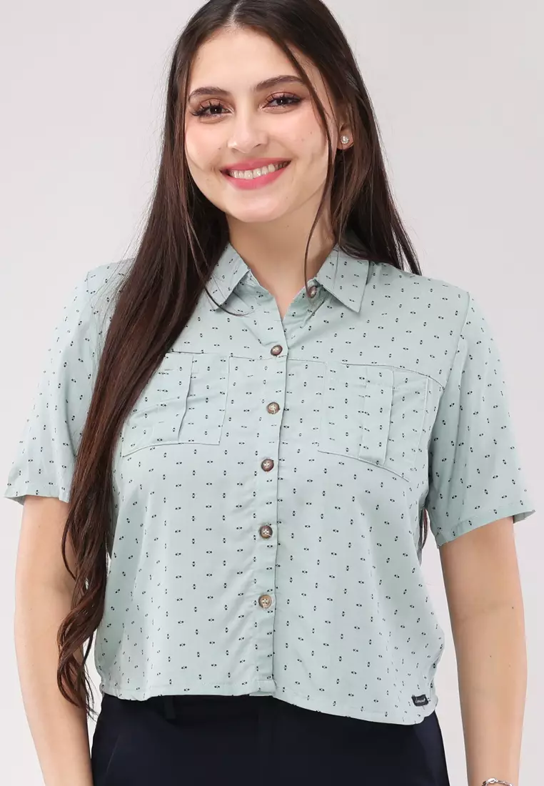 Woven Printed Rayon Short Sleeves Blouse