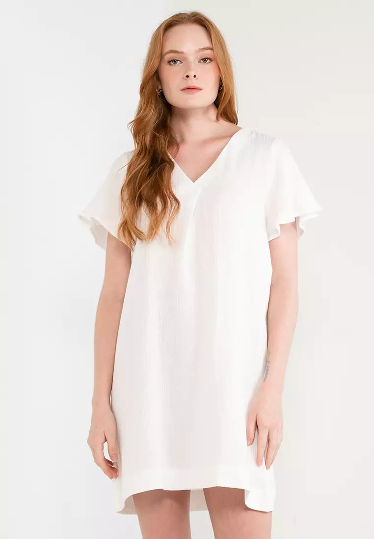 White short sleeve deals summer dress