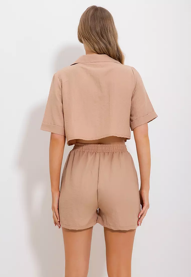 Short Sleeves Top & Pocket Shorts Set