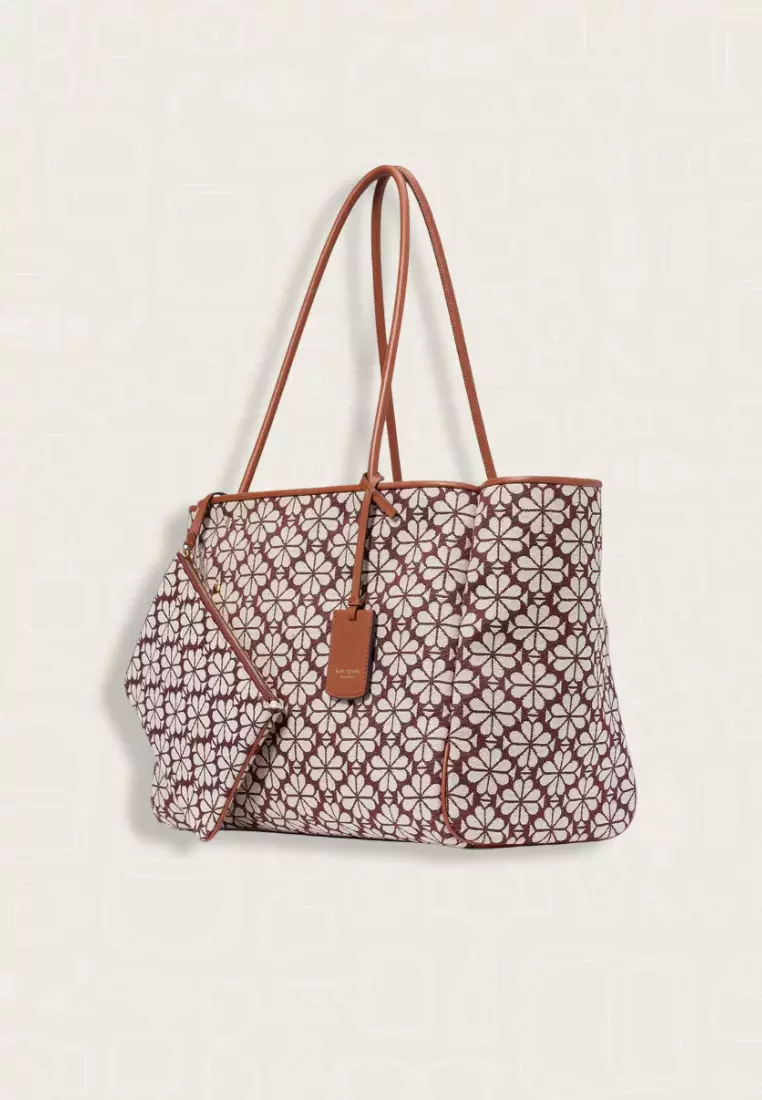 Kate Spade Spade Flower Jacquard Large Everything Tote Burgundy Multi