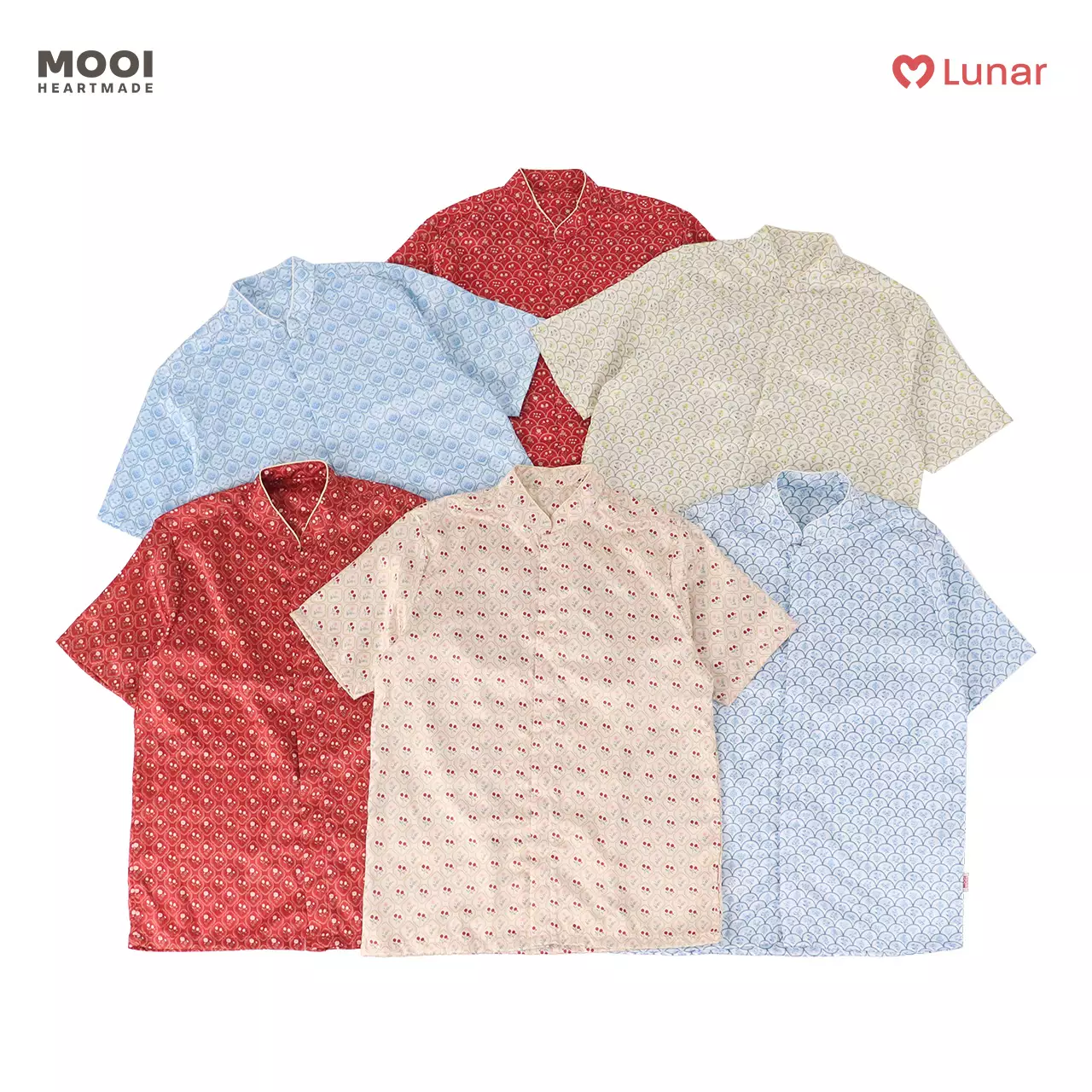 Mooi Kemeja Dewasa Lunar Collection Shang Mandarin Shirt Adult - Trellis Cream
