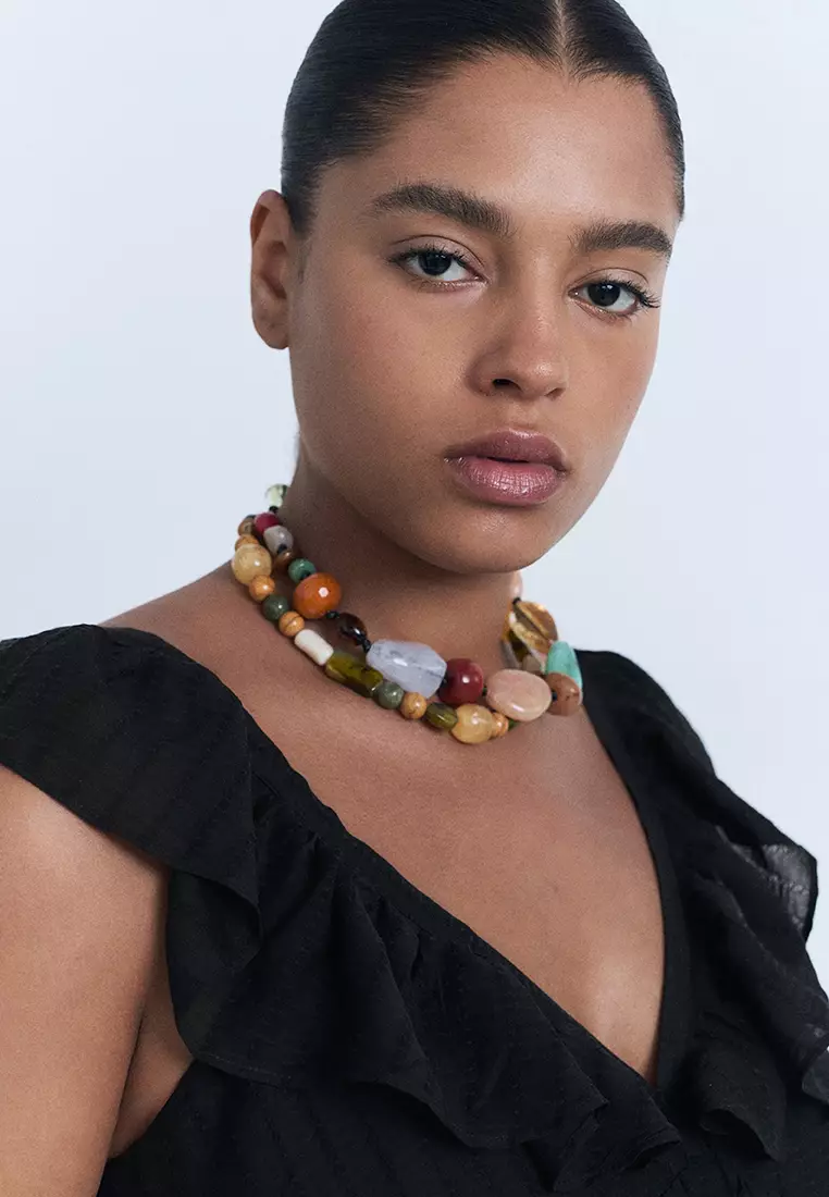 Long Dress With Ruffle Neckline