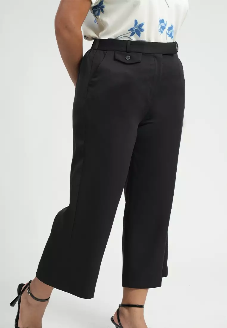Milly Plus Size Llavina High waist Wide-Leg Trouser Pants