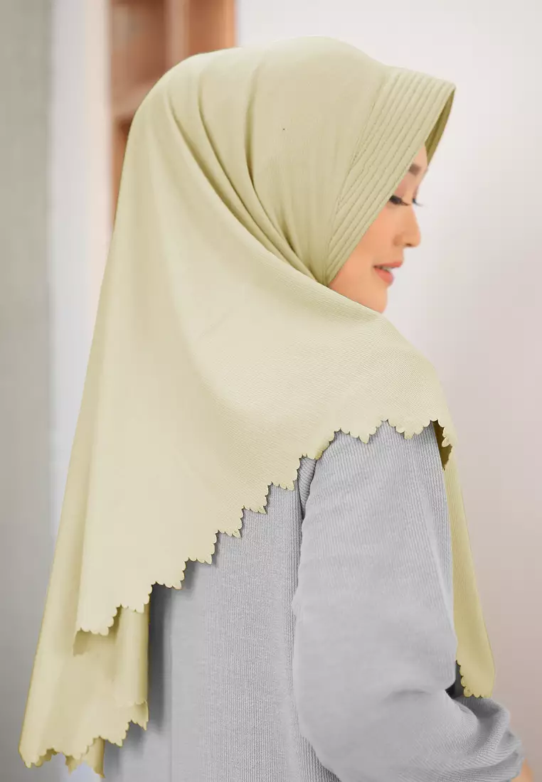 Zelena - Naya Knit Bergo | Hijab Instan Pad Lasercut - Soft Lime