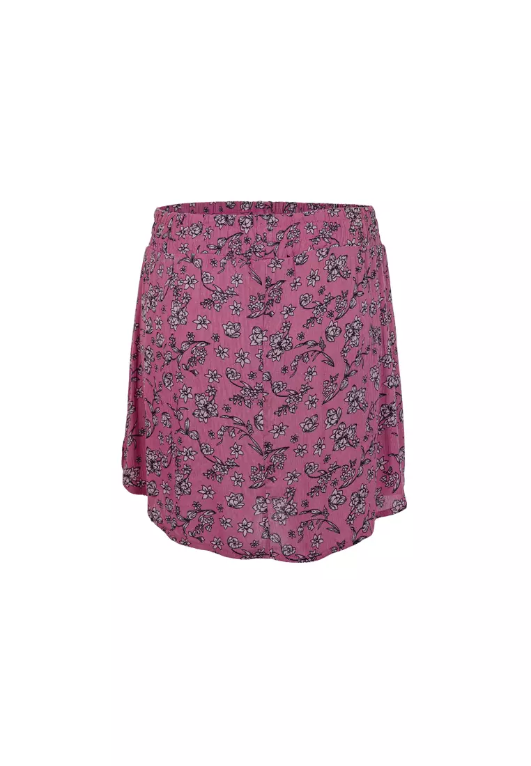 Skort Serut Dicetak dalam Warna Pink