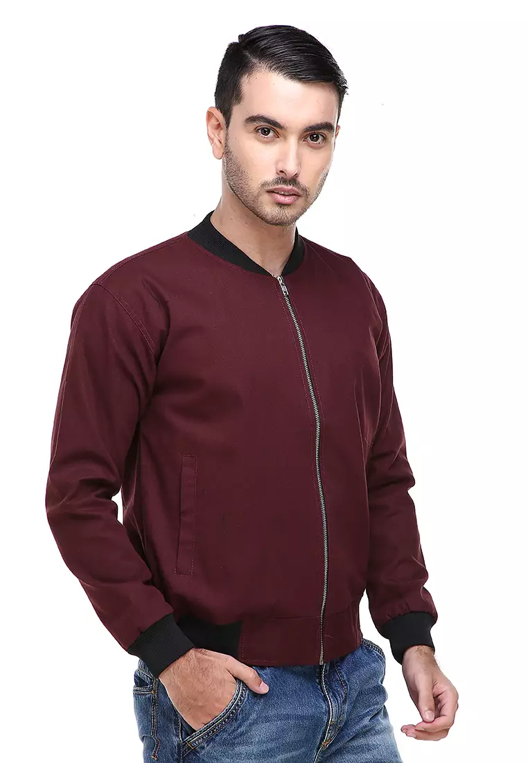 Jems Jaket Bomber Pria & Wanita Deluxe Jacket Material Canvas Baby Premium ORIGINAL - Maroon