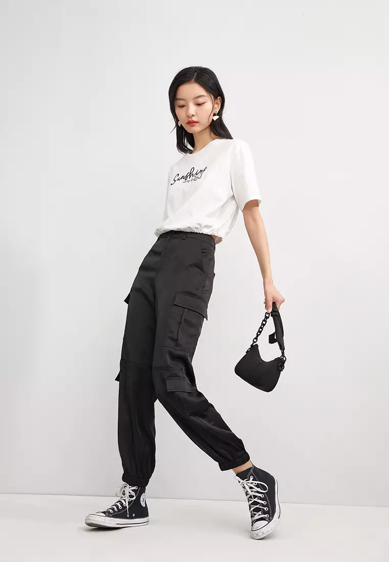 Button Fly Jogger Pants with Side Pocket