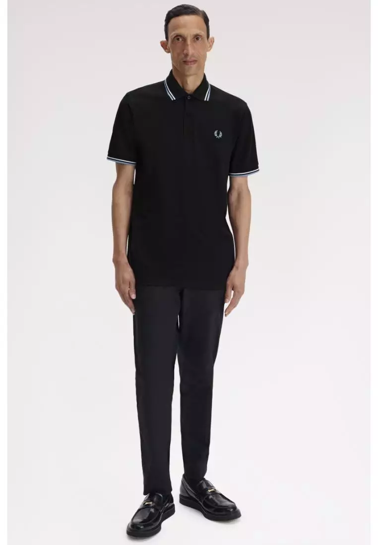 Fred Perry M12 Twin Tipped Fred Perry Shirt (Black / White / Sky)