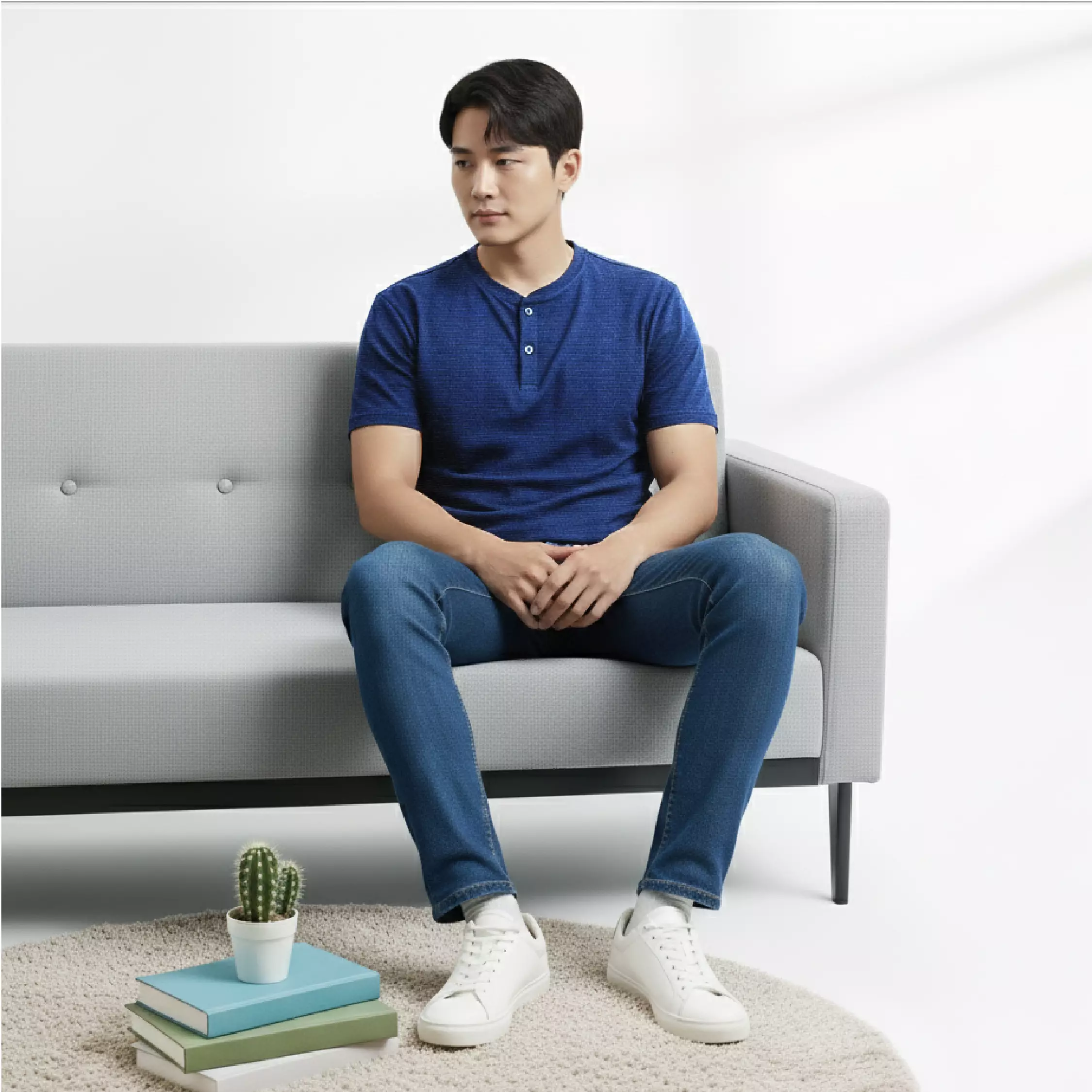 Kale Austin Navy / Kaos Kancing Pria Lengan Pendek