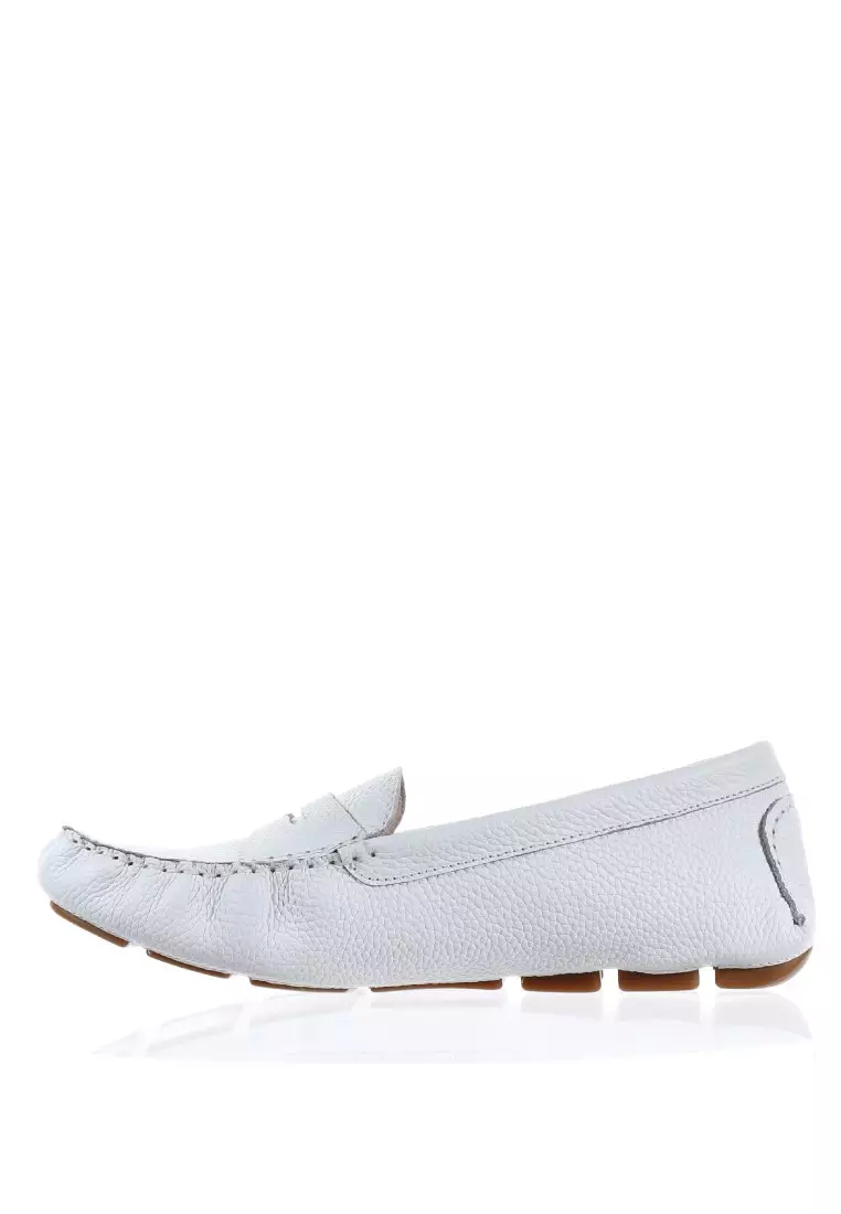 White leather sale driving shoes