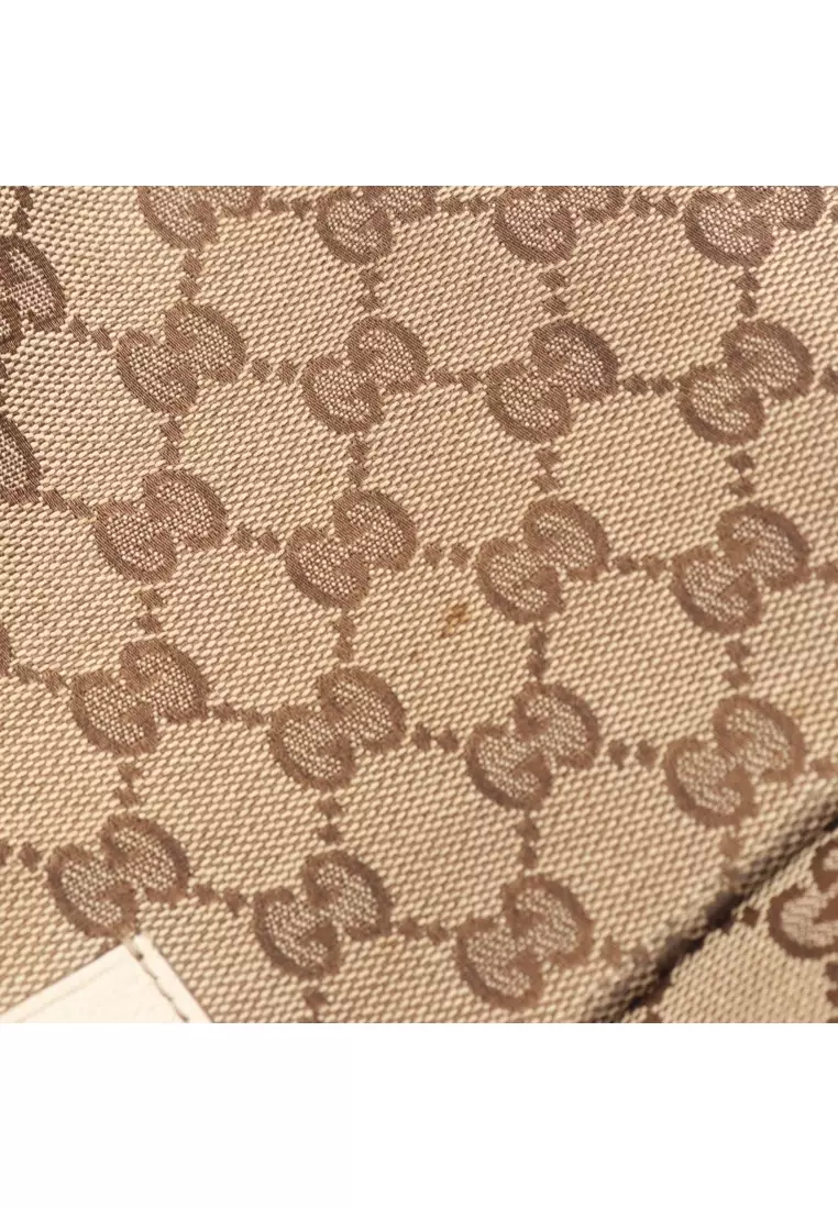 Pre-Loved Gucci GG canvas Shoulder bag canvas leather beige ivory