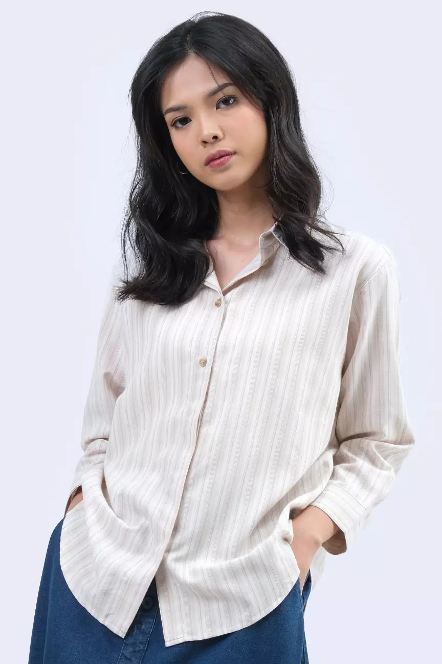 Kemeja Wanita Allegrea Khaki Cream