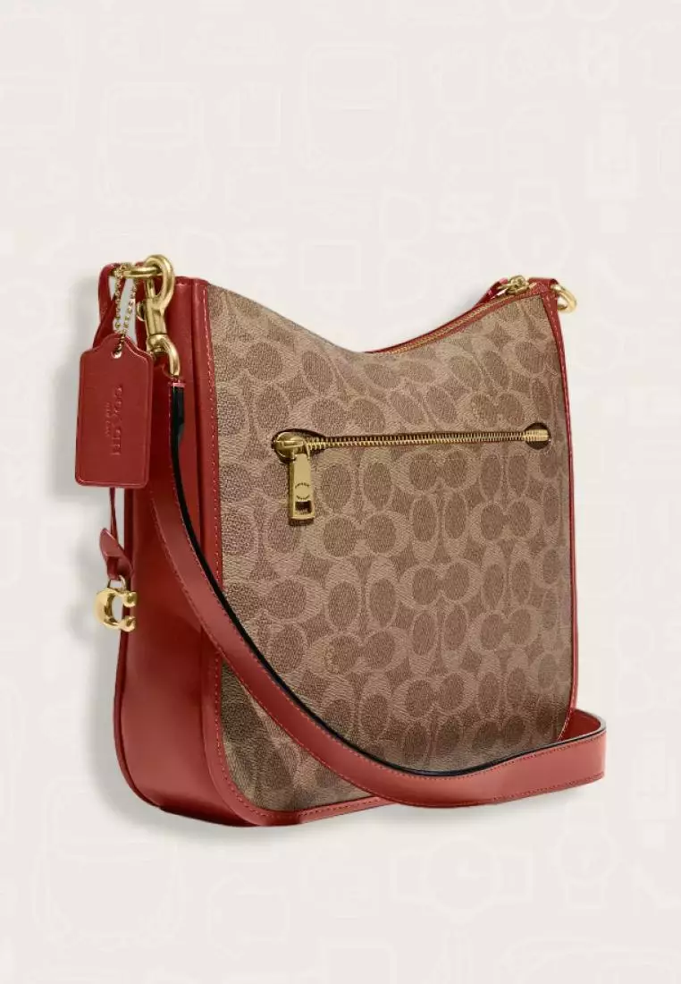 Coach Chaise Crossbody Bag In Signature Canvas Tan Rust