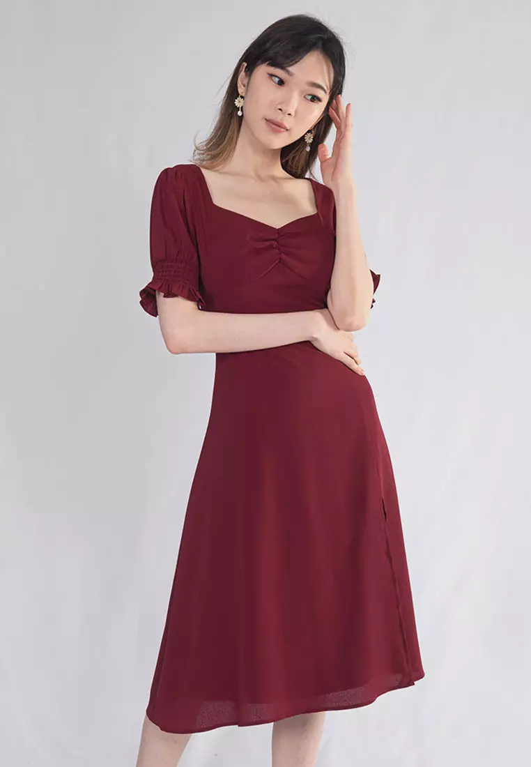 Plain red outlet dress