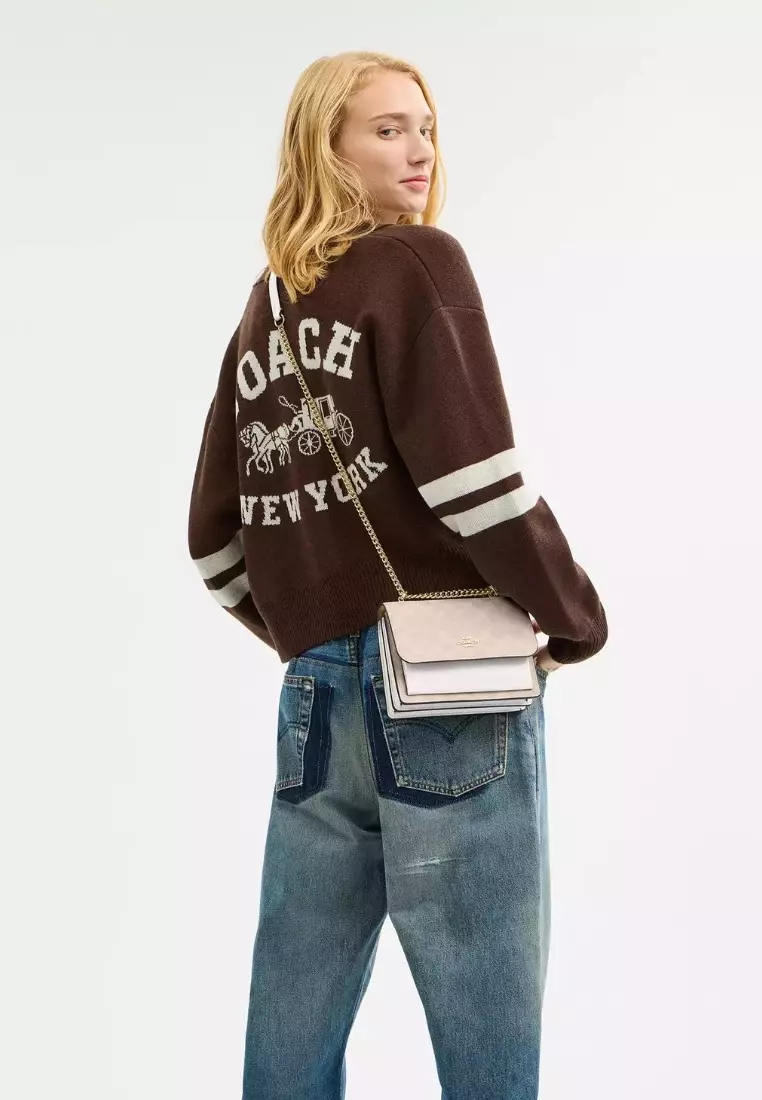 Mini Klare Crossbody Bag in Signature Canvas Gold Sand Chalk