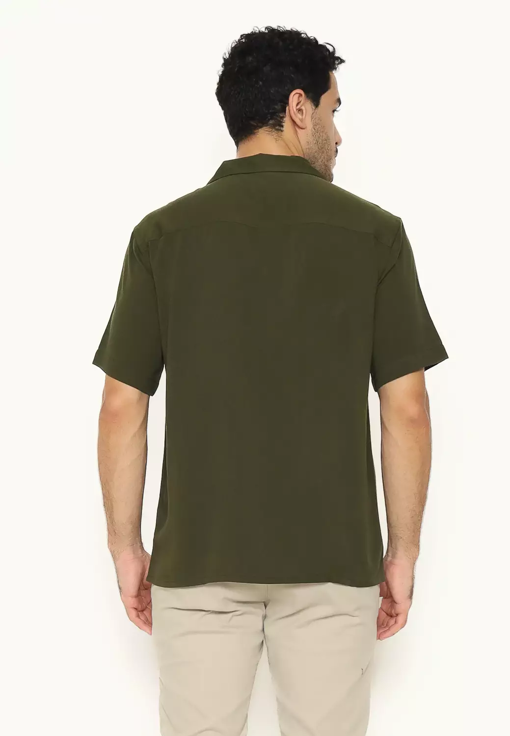 MAGINOT Kemeja Pria Basic Cuban Collar Rayon Pendek ARMY