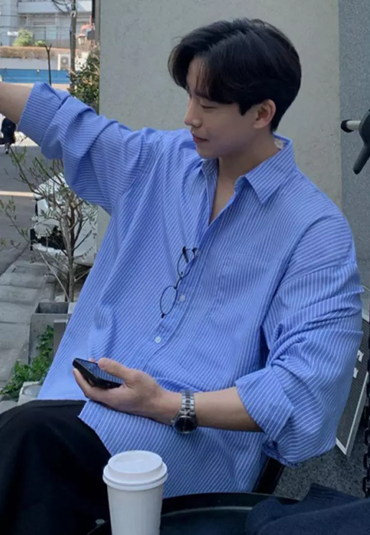 Advanced casual lapel striped shirt CA091917