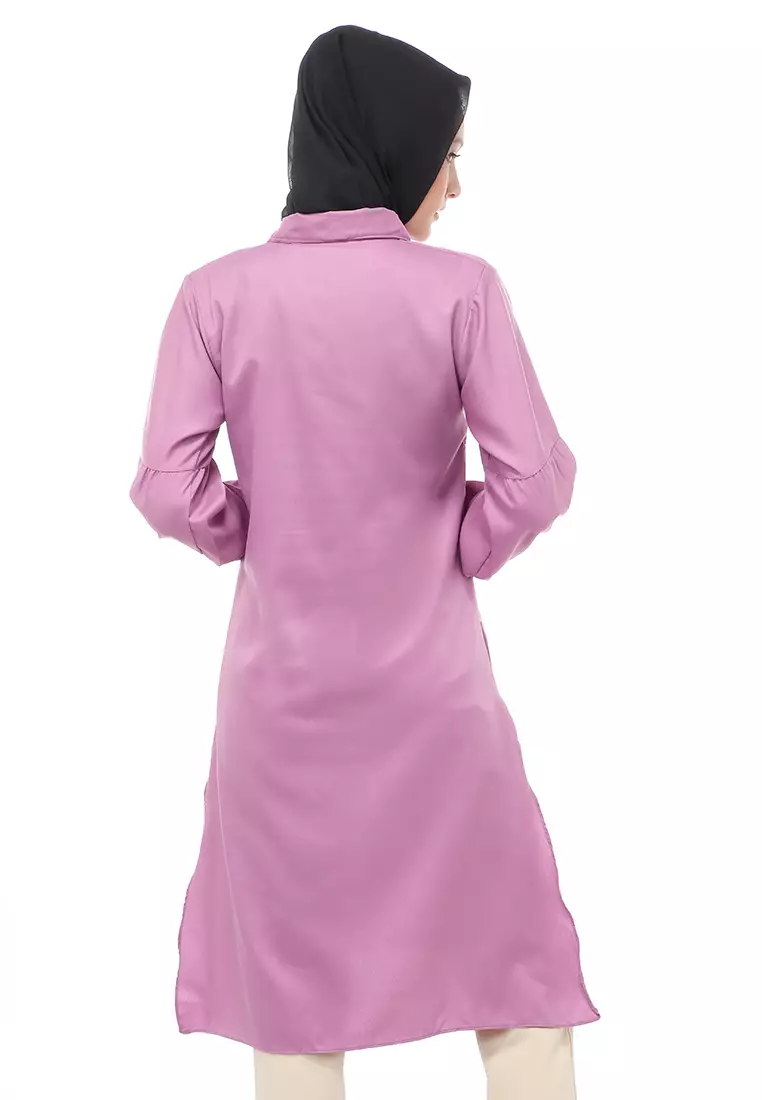 Vania Tunik Polos Muslimah Atasan Wanita Long Sleeve Regular Fit - Lavender