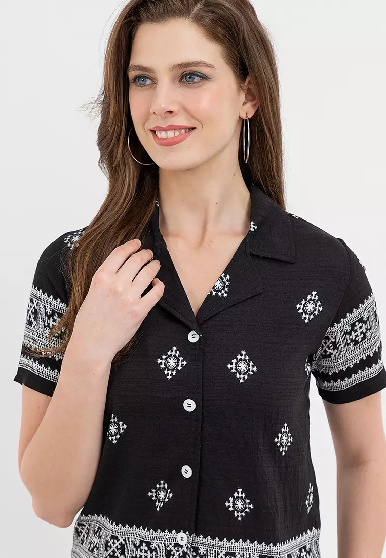 Alma Cenefa Print Button Down Filipiniana Shirt