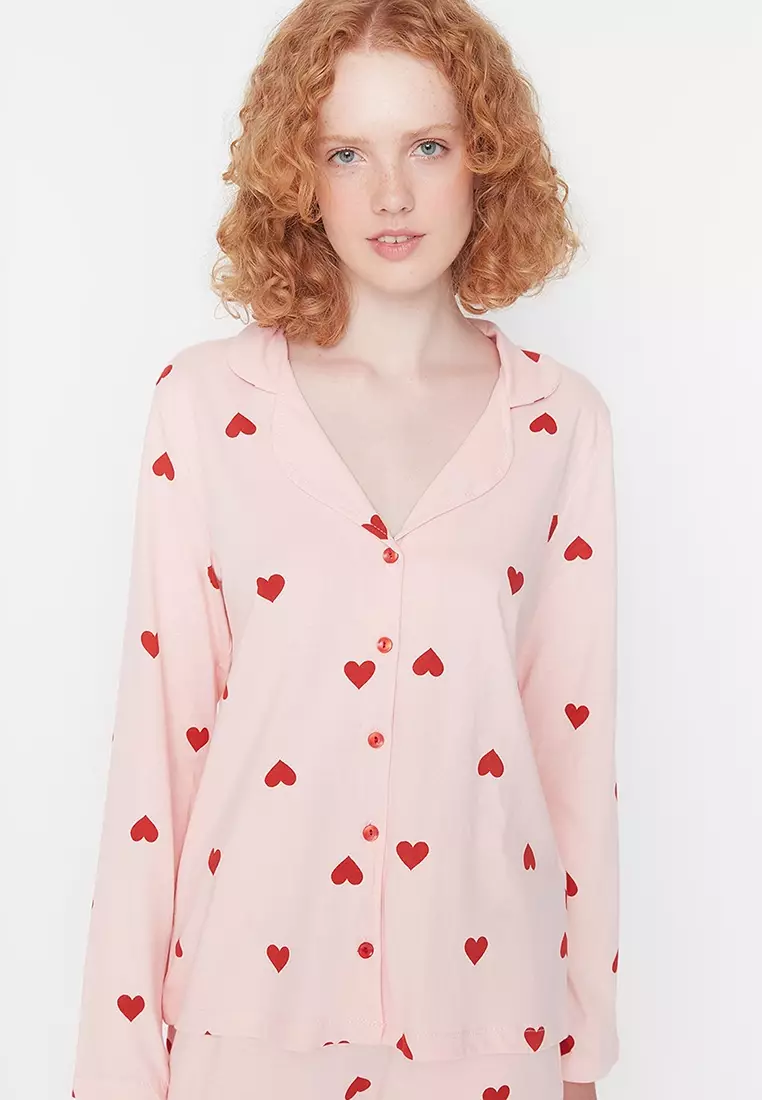 Heart Printed Pajamas Set