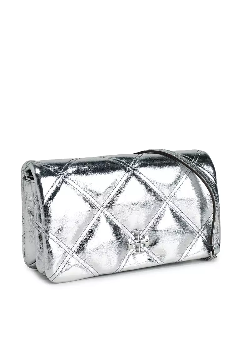 Kira Diamond Quilt Metallic Chain Wallet (tr)