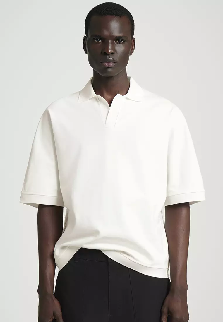 Relaxed Open-Collar Polo Shirt