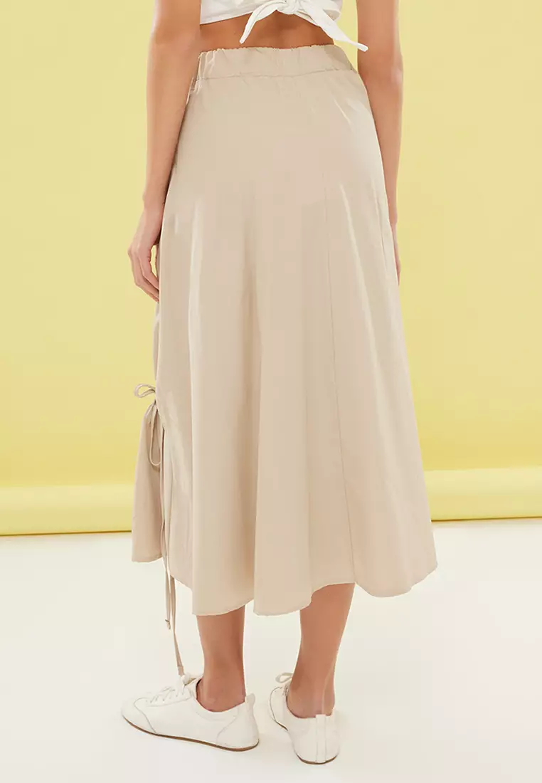 Trendyol Khaki Parachute Fabric Elastic Waist Maxi Length Woven