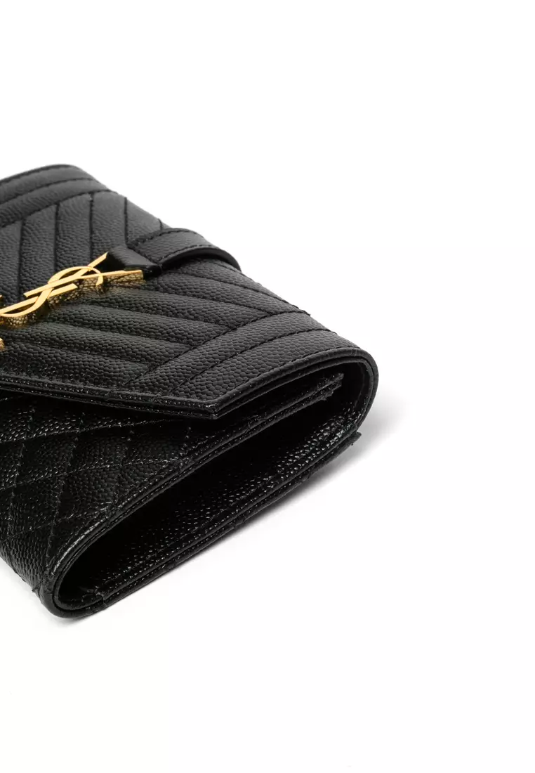 Small quilted leather envelope wallet store