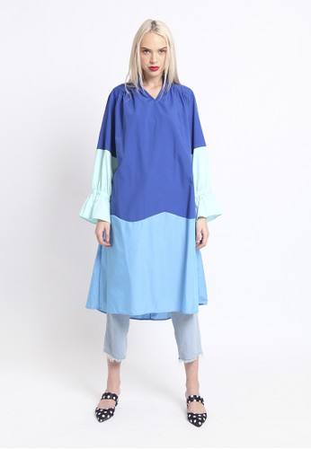 Jual Eugeneffectes Blocking Rainbow Dress Blue Original Zalora
