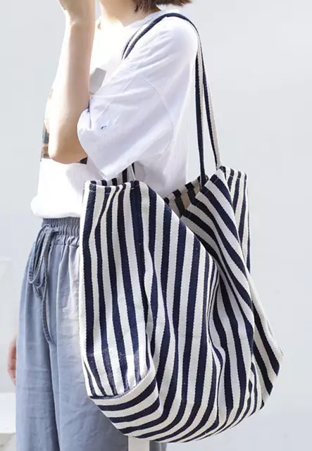 Simple Small Fresh Small Striped Canvas Bag Ca21051315BL